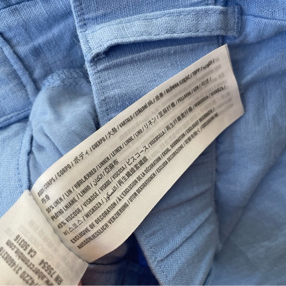 Abercrombie & Fitch Light Blue Linen Blend Pleated Front Wide Leg Pants Size S - Picture 8 of 9